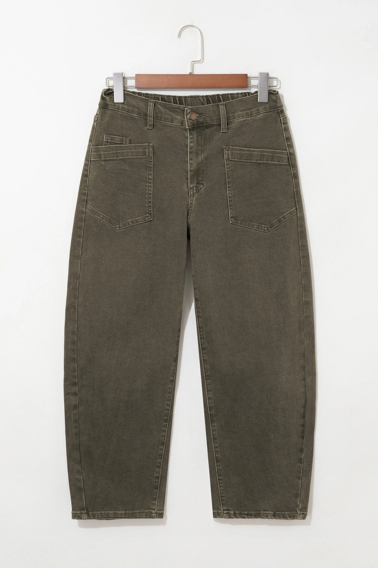 The Easy Autumn Barrel Jeans (Moss Colour)
