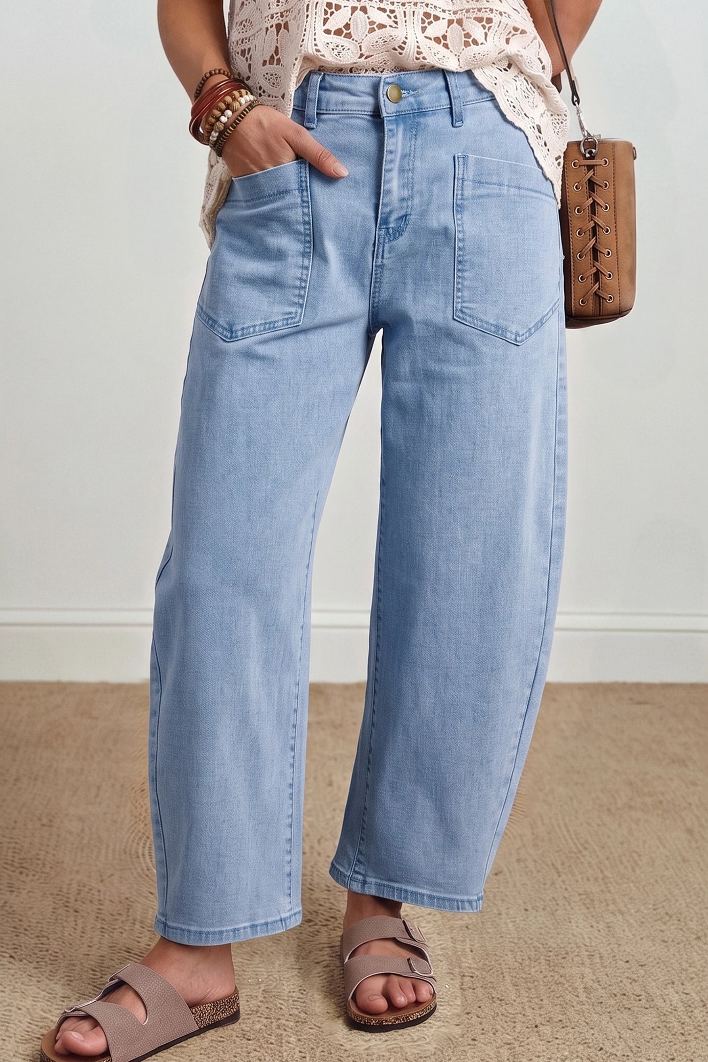The Easy Autumn Barrel Jeans (Moss Colour)