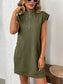 Texture Half Zip Cap Sleeve Tunic