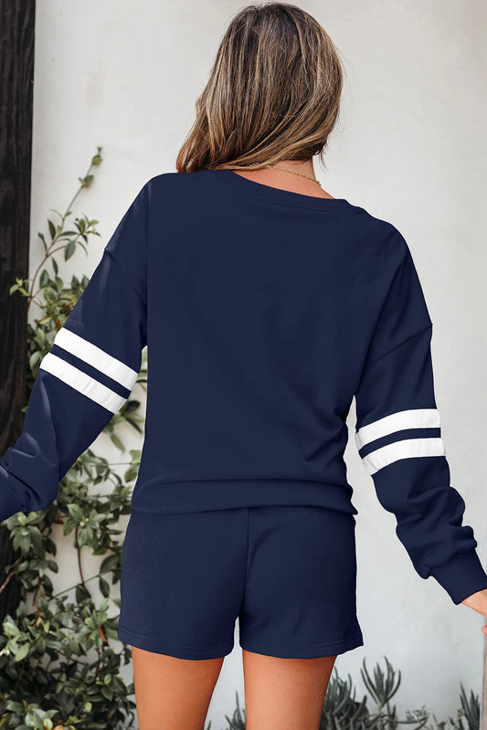 Fall Days Varsity Stripe Sweatshirt Set (Multiple Colours)