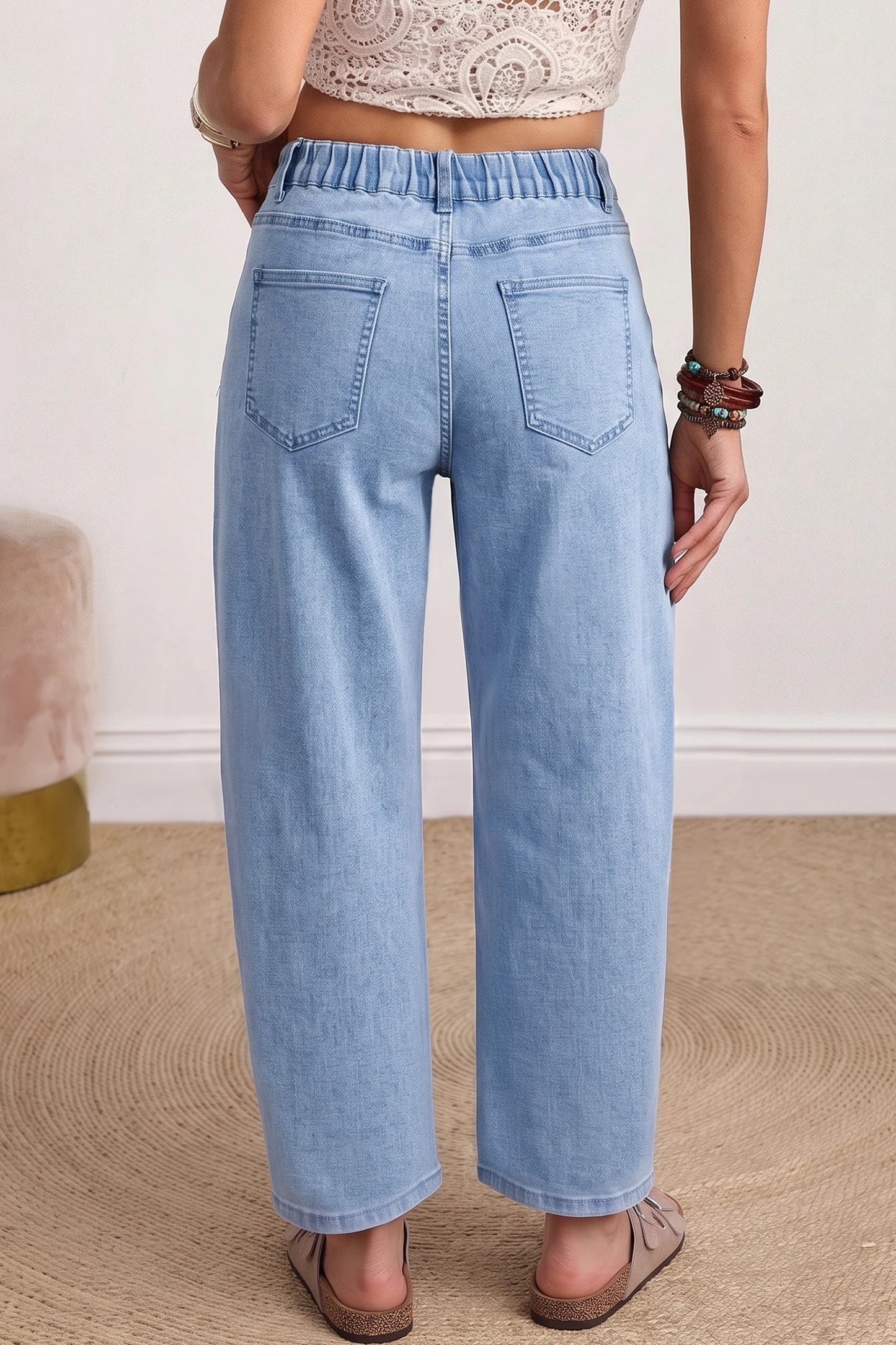 The Easy Autumn Barrel Jeans (Moss Colour)
