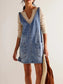 Denim Romper Dress with Front Pockets
